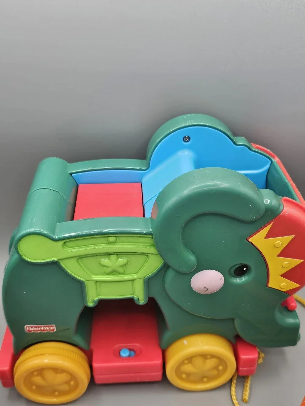 Vintage Fisher-Price Peek A Boo Pull Elephant Musical 12 Blocks Sensory WORKING